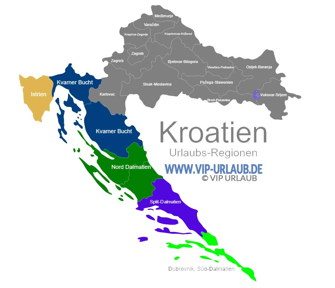 Kroatien Karte Regionen | Karte